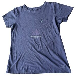Life is Good Womens Diamonds in the Sky Graphic T-Shirt Medium Blue Celestial